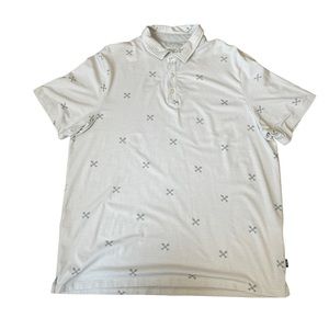 Men's XL Fish cross bones vineyard vines performance button up polo gray & white
